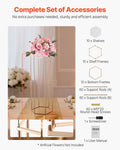 10PCS 80cm Wedding Flower Stand Column Gold Acrylic Hexagonal