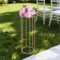 10PCS 80cm Wedding Flower Stand Column Gold Acrylic Hexagonal