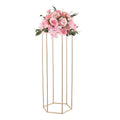 10PCS 80cm Wedding Flower Stand Column Gold Acrylic Hexagonal