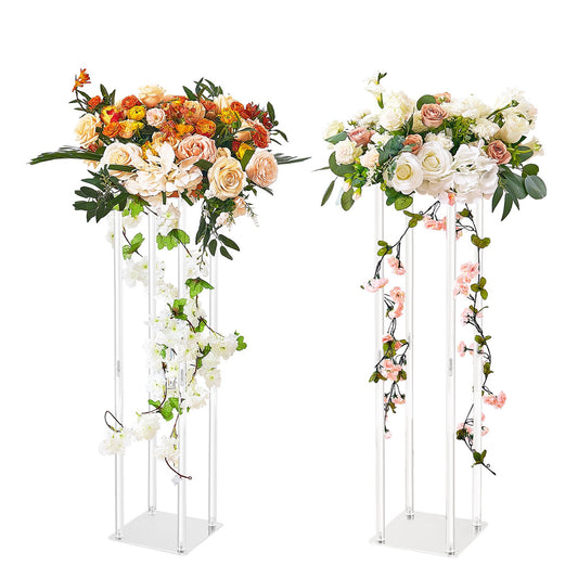 VEVOR 2PC 80cm Wedding Flower Stand Acrylic Vase Column Geometric Centerpiece