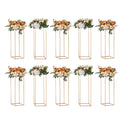 10x 80cm Gold Metal Wedding Flower Stand Acrylic Vase Column