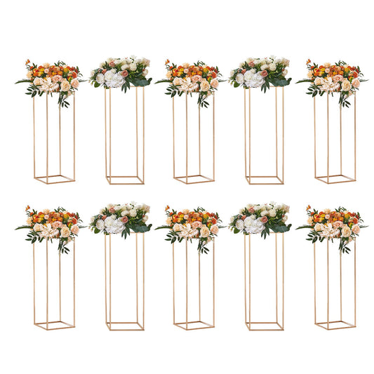 10x 80cm Gold Metal Wedding Flower Stand Acrylic Vase Column