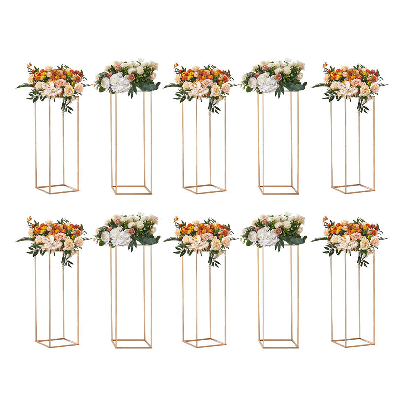 10x 80cm Gold Metal Wedding Flower Stand Acrylic Vase Column