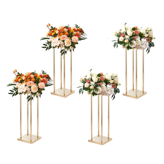 4PCS Gold Metal Column Flower Stand 60cm High Wedding Centerpiece