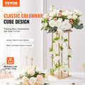 4PCS Gold Metal Column Wedding Flower Stand, 23.6inch /60cm High With Metal Laminate, Vase Geometric Centerpiece Stands, Cylindrical Floral Display Rack for Events Reception, Party Road Leads