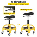 Mechanic Rolling Stool 300LBS Yellow Adjustable 24-28.7in Tool Tray