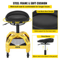 Mechanic Rolling Stool 300LBS Yellow Adjustable 24-28.7in Tool Tray