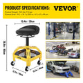 Mechanic Rolling Stool 300LBS Yellow Adjustable 24-28.7in Tool Tray
