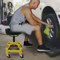 Mechanic Rolling Stool 300LBS Yellow Adjustable 24-28.7in Tool Tray