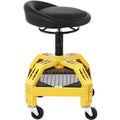 Mechanic Rolling Stool 300LBS Yellow Adjustable 24-28.7in Tool Tray