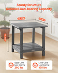 Outdoor Side Table 450x380x440mm Grey HDPE Double Layer