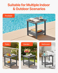 Outdoor Side Table 450x380x440mm Grey HDPE Double Layer