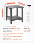 Outdoor Side Table 450x380x440mm Grey HDPE Double Layer