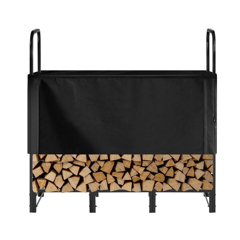 Firewood Rack 1.22m 1/4 Cord Metal Log Holder w/ Cover 400lb