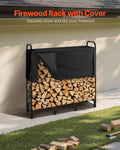 Firewood Rack 1.22m 1/4 Cord Metal Log Holder w/ Cover 400lb