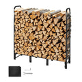 Firewood Rack 1.22m 1/4 Cord Metal Log Holder w/ Cover 400lb