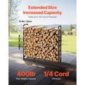 Firewood Rack with Waterproof Cover, 1.22m Outdoor Firewood Holder, 1/4 Cord Storage Metal Log Holder, 400lb Max Weight Capacity, Full Covered, Powder-Coated Wood Storage Rack for Fireplace Deck