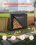Firewood Rack 1.22m 1/4 Cord Metal Log Holder Waterproof Cover 400lb