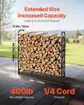Firewood Rack 1.22m 1/4 Cord Metal Log Holder Waterproof Cover 400lb