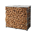 Firewood Rack 143cm 1/4 Cord Sloped Roof Metal Wood Storage Shed