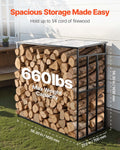 Firewood Rack 143cm 1/4 Cord Sloped Roof Metal Wood Storage Shed