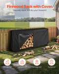 Firewood Rack 2.57m 1/2 Cord Metal Log Holder Waterproof Cover