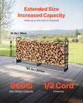 Firewood Rack 2.57m 1/2 Cord Metal Log Holder Waterproof Cover