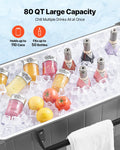 75.7L Rolling Ice Chest Cooler Cart 50 Bottles Swivel Wheels