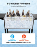 75.7L Rolling Ice Chest Cooler Cart 50 Bottles Swivel Wheels