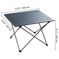 Folding Camping Table, Outdoor Portable Side Tables, Lightweight Fold Up Table, Aluminum Alloy Ultra Compact Work Table with Carry Bag, For Cooking, Beach, Picnic, Travel, 22.2x15.9 inch, Black