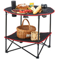 Folding Camping Table, Outdoor Portable Side Tables, Lightweight Fold Up Table, 600D Oxford Fabric & Steel Ultra Compact Work Table with Large Storage & Carry Bag, For Beach Picnic, 28.3