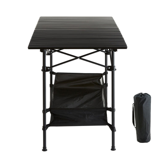 Folding Camping Table, Outdoor Portable Side Tables, Lightweight Fold Up Table, Aluminum & Steel Ultra Compact Work Table with Large Storage and Carry Bag, For Beach, Picnic, Travel, 24x16 inch