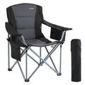 Folding Camping Chair Heavy Duty Padded Quad Armchair Cooler Bag Black
