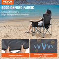 Folding Camping Chair Heavy Duty Padded Quad Armchair Cooler Bag Black