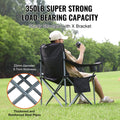 Folding Camping Chair Heavy Duty Padded Quad Armchair Cooler Bag Black