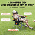 Folding Camping Chair Heavy Duty Padded Quad Armchair Cooler Bag Black