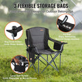 Folding Camping Chair Heavy Duty Padded Quad Armchair Cooler Bag Black