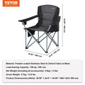 Folding Camping Chair Heavy Duty Padded Quad Armchair Cooler Bag Black