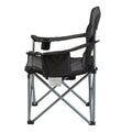 Folding Camping Chair Heavy Duty Padded Quad Armchair Cooler Bag Black