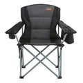 Folding Camping Chair Heavy Duty Padded Quad Armchair Cooler Bag Black