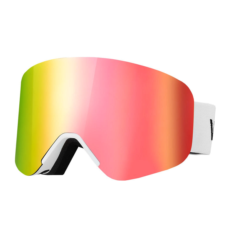 Frameless Ski Goggles Pink Revo Cylindrical Lens OTG Anti Fog