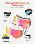 Frameless Ski Goggles Pink Revo Cylindrical Lens OTG Anti Fog