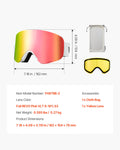 Frameless Ski Goggles Pink Revo Cylindrical Lens OTG Anti Fog