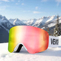 Frameless Ski Goggles Pink Revo Cylindrical Lens OTG Anti Fog