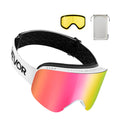 Frameless Ski Goggles Pink Revo Cylindrical Lens OTG Anti Fog
