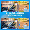 Aquarium Vacuum Gravel Cleaner, 50 ft PVC Hose Fish Tank Vacuum Gravel Cleaner, Siphon Fish Tank Cleaner Vacuum, 3 Types of Brass Adapters, for Fish Tank Cleaning Gravel & Sand