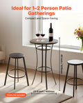 Round Bar Table 60cm Counter Height Patio Bistro Metal Frame