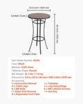 Round Bar Table 60cm Counter Height Patio Bistro Metal Frame