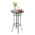 Round Bar Table 60cm Counter Height Patio Bistro Metal Frame