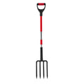 4 Tines Garden Fork Fiberglass Handle 45 in Spading Pitchfork Heavy Duty